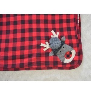 Mud Pie Moose Buffalo Plaid Baby Blanket Red Black Deer Reindeer Gingham Sherpa